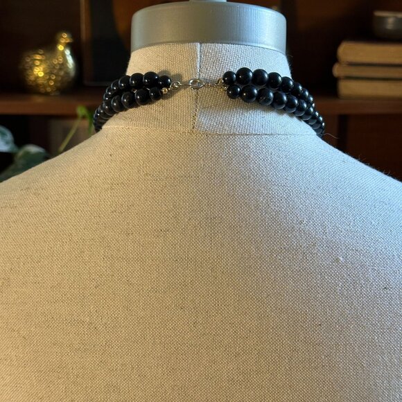 Bold Ceramic Geometric Necklace, 80s Statement Beads - Picture 8 of 9